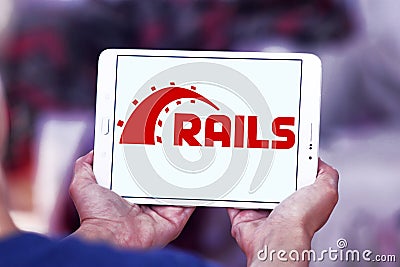 Ruby on Rails web application framework logo Editorial Stock Photo