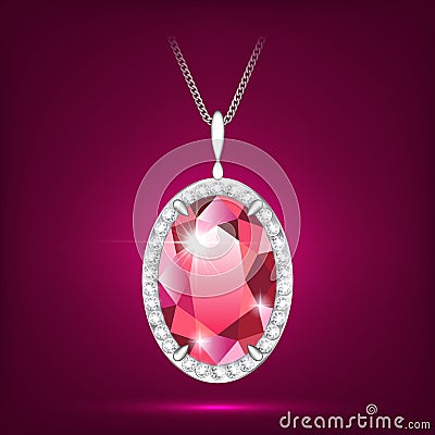 Ruby red pendant vector realistic style eps10 Vector Illustration