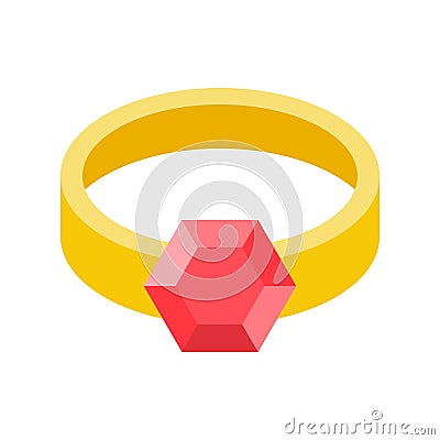 Ruby ring, jewelry related icon, flat design Vector Illustration