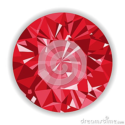 Ruby or Rodolite gemstone with shape. Vector Illustration