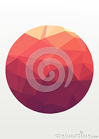 Ruby, Siam, Hyacinth round gem isolated on white background. Red polygonal sphere with gradient color low poly triangles. Vector Vector Illustration