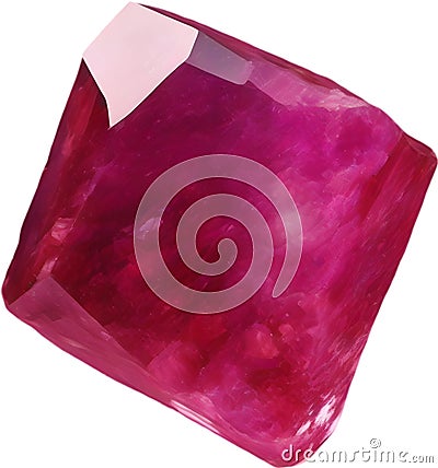 Ruby stone, colorful gemstone clipart. AI-Generated. Stock Photo