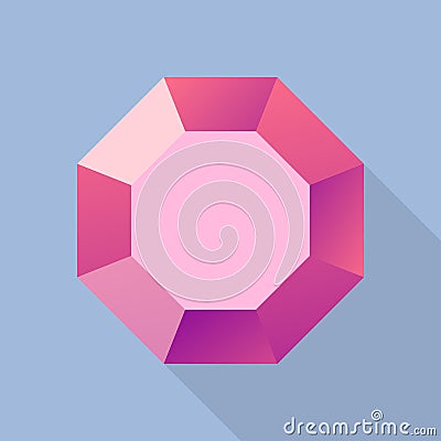 Ruby stone icon, flat style Vector Illustration