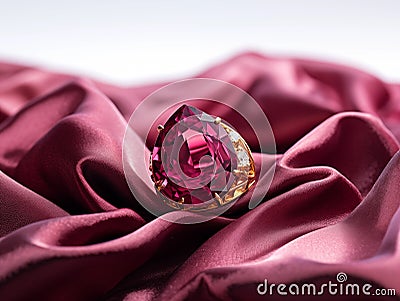 Ruby Stone-Studded Gold Jewelry Ring Stock Photo