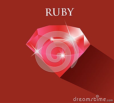 Ruby.Vector design with long shadow Vector Illustration