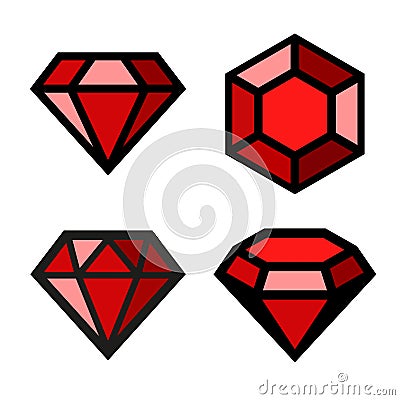 Ruby vector icons set Vector Illustration