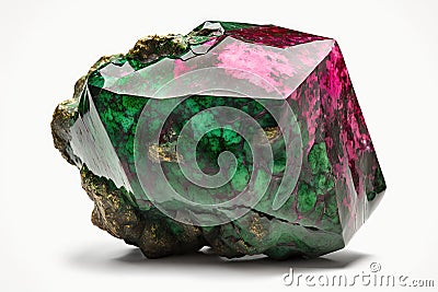 Ruby In Zoisite Stone On White Background. Generative AI Stock Photo