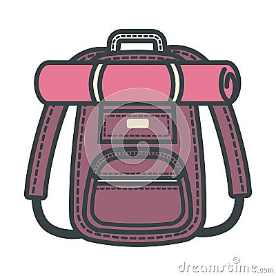 Rucksack backpack designed for traveling people isolated vector Vector Illustration