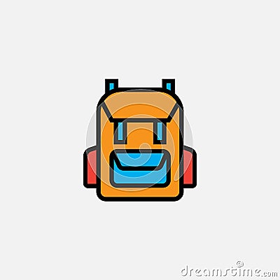 Rucksack backpack icon, outline vector logo illustration, filled color linear pictogram isolated on white. Vector Illustration