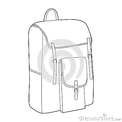Rucksack Backpack silhouette bag. Fashion accessory technical illustration. Vector satchel front 3-4 view for Men Vector Illustration