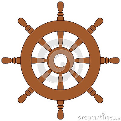 Rudder clipart. Wheel vector icon. Cartoon nautical symbol Vector Illustration