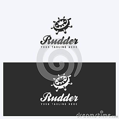 Rudder, Helm Logo Design Template. Sailing, Nautical Theme. Simple and Clean Style. Black and White Colors. Vector Illustration