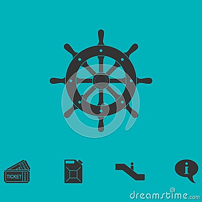 Rudder icon flat Vector Illustration