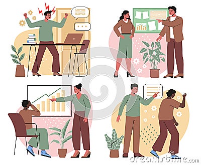 Rudeness in business team concept Vector Illustration