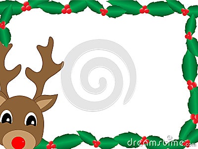 Rudolph In Holly Vector Illustration