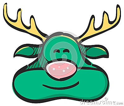Rudolph the moose icon in color drawing Vector Illustration