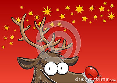 Rudolph peeking Vector Illustration