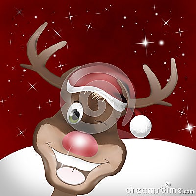 Rudolph Red Nose Happy Christmas Stock Photo