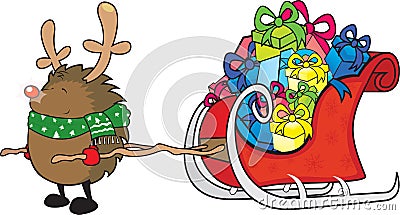 Rudolph the red nosed hedgehog Christmas card illustration Vector Illustration