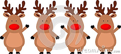 Rudolph the red-nosed reindeer. Reindeer illustration on white background Isolated Vector Illustration