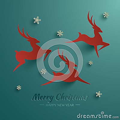 Rudolph Reindeer. Greeting Card. Vector Illustration