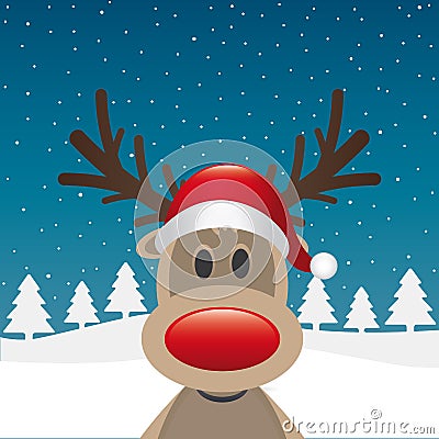 Rudolph reindeer next santa claus Stock Photo