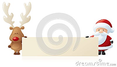 Rudolph and Santa Announce Vector Illustration