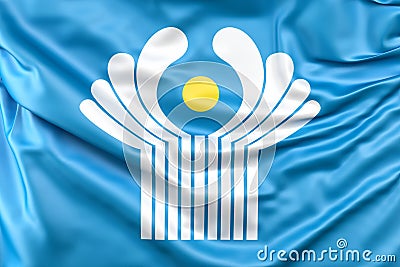 Ruffled Flag of Commonwealth of Independent States. 3D Rendering Stock Photo