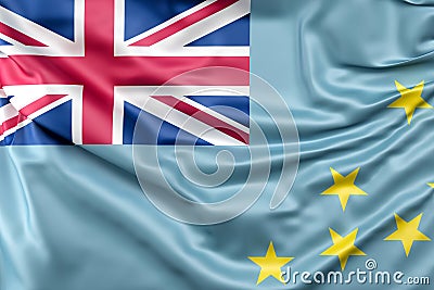 Ruffled Flag of Tuvalu. 3D Rendering Stock Photo