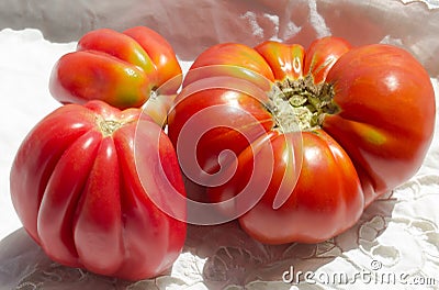 Ruffled heirloom tomatoes Stock Photo