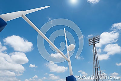 Rugby ball with rugby posts Stock Photo