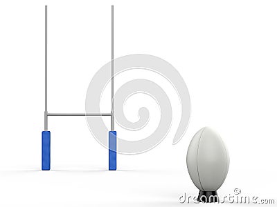 Rugby ball with rugby posts Stock Photo