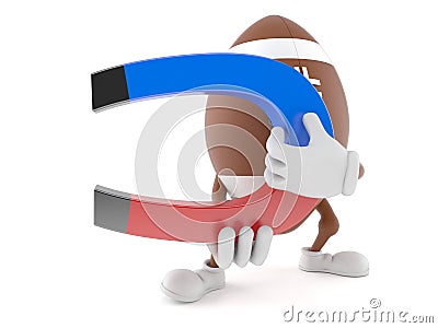 Rugby character holding horseshoe magnet Cartoon Illustration