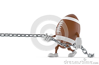 Rugby character pulling chain Cartoon Illustration