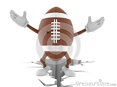 Rugby character standing on cracked ground Cartoon Illustration