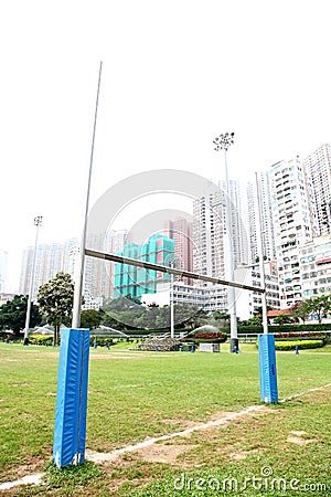 RUGBY FIELD Stock Photo