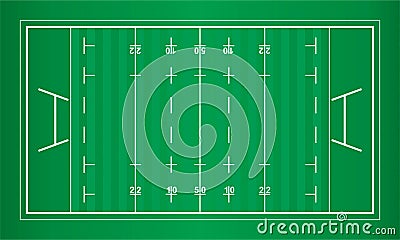 Rugby field vector with green color and detail Vector Illustration