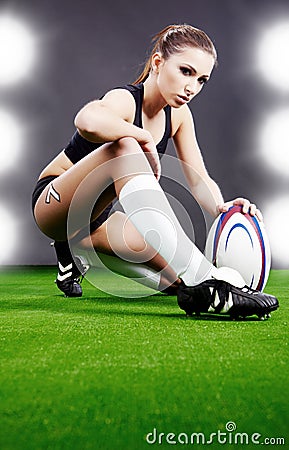 Rugby girl Stock Photo