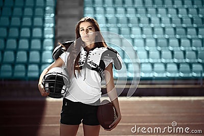 Rugby girl player Stock Photo