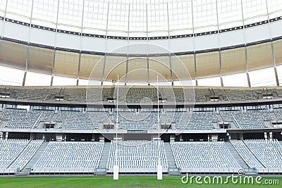 Rugby goal post in a stadium Stock Photo