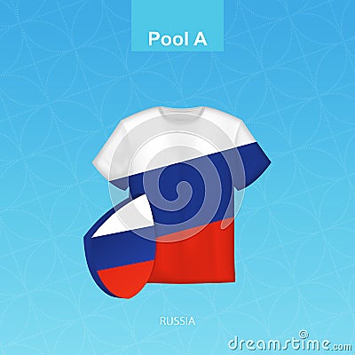 Rugby jersey of Russia team with flag of Russia Vector Illustration
