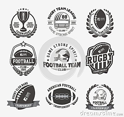 Rugby logo vector colorful set, Football badge logo template Vector Illustration