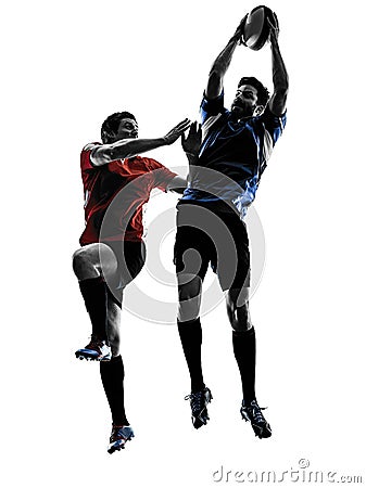 Rugby men players silhouette Stock Photo