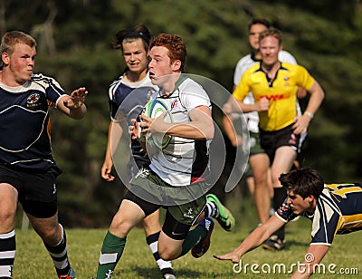Rugby Men Run Speed Ball Editorial Stock Photo