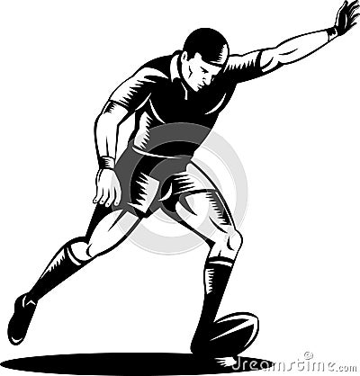 Rugby player kicking the ball Cartoon Illustration