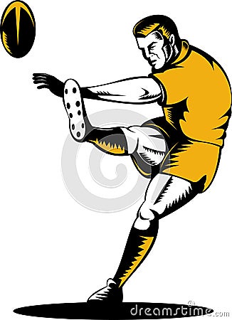 Rugby player kicking ball Vector Illustration