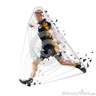 Rugby player kicking ball, polygonal illustration Vector Illustration