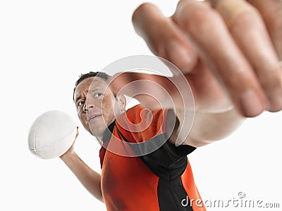 Rugby Player Preparing To Pass Ball Stock Photo