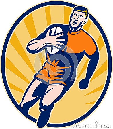 Rugby player running ball Vector Illustration