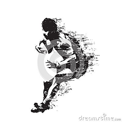 Rugby player running with ball, abstract isolated vector silhouette, side view Vector Illustration